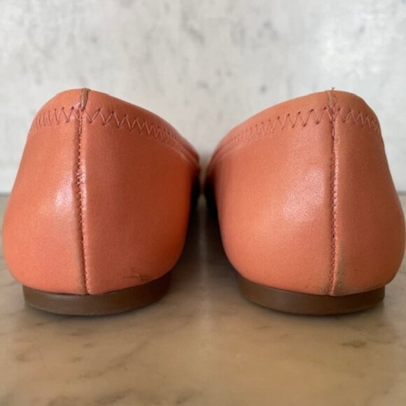 TORY BURCH Minnie Travel Ballet w/ Logo Soft Nappa Leather Sunshine 6 - Picture 14 of 17